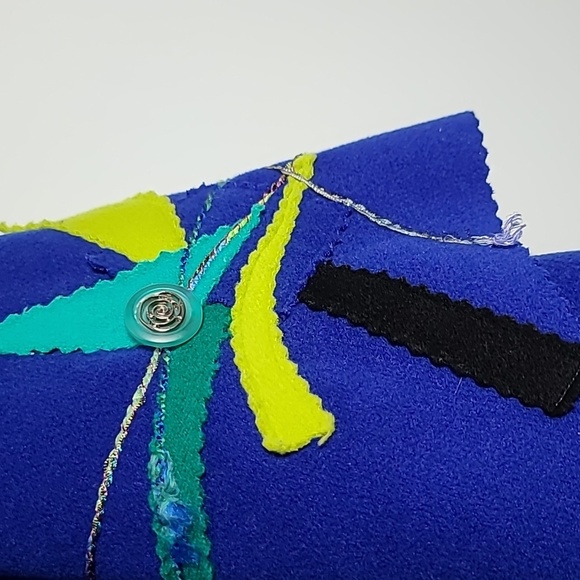 JUST BARB Heavy Weight Abstract Pattern Open Front One Pocket Cardigan Size L/XL - Picture 14 of 16